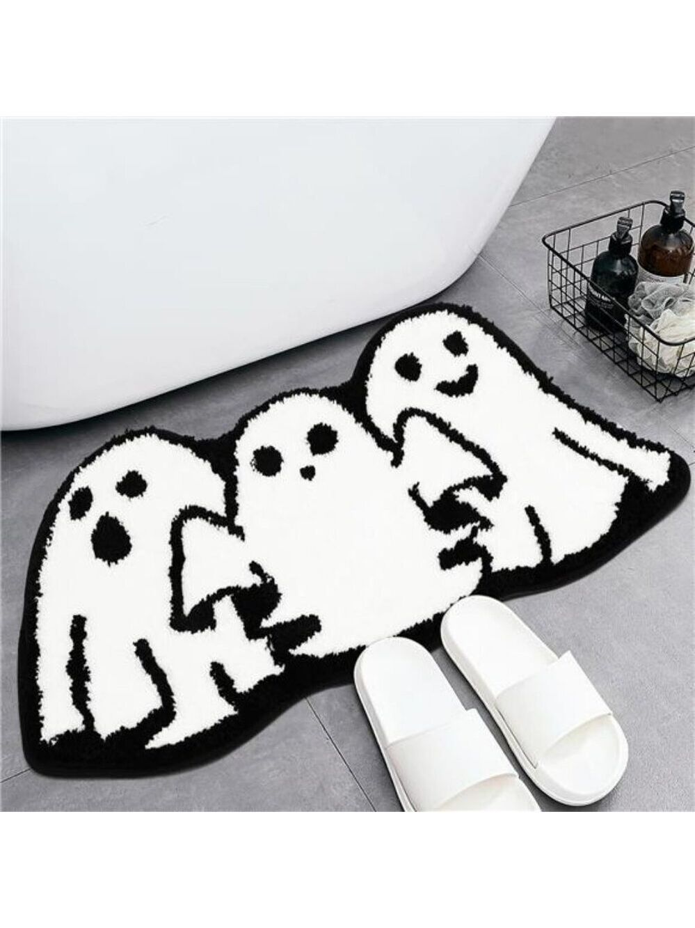 Halloween Ghost Bathroom Rug Non Slip Bath Mat Soft Absorbent Spooky Floor Carpe
